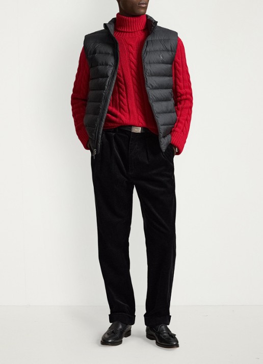 Ralph Lauren Colden opvouwbare bodywarmer met donsvulling en waterafstotende coating - voorkant 3 polo black / zwart