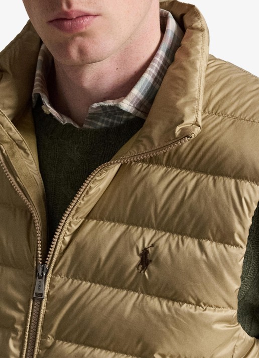 Ralph Lauren Colden opvouwbare bodywarmer met donsvulling en waterafstotende coating - detail 5 rl khaki / khaki