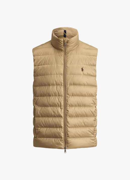 Ralph Lauren Colden opvouwbare bodywarmer met donsvulling en waterafstotende coating - voorkant 2 rl khaki / khaki