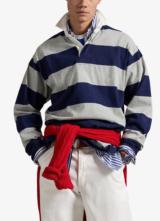 Ralph Lauren Comfort fit polo met streepprint - detail newport navy/andover heat / blauw