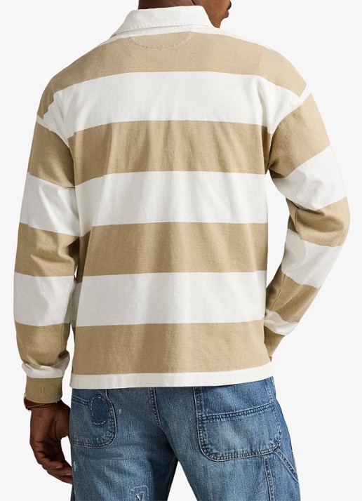 Ralph Lauren Comfort fit polo met streepprint - achterkant 3 trophy cream/classic khaki / khaki