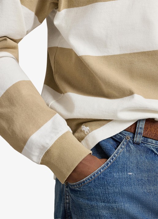 Ralph Lauren Comfort fit polo met streepprint - detail 2 trophy cream/classic khaki / khaki