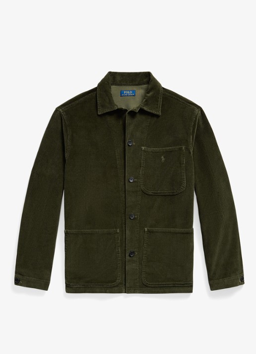 Ralph Lauren Corduroy utility overshirt - voorkant olijfgroen