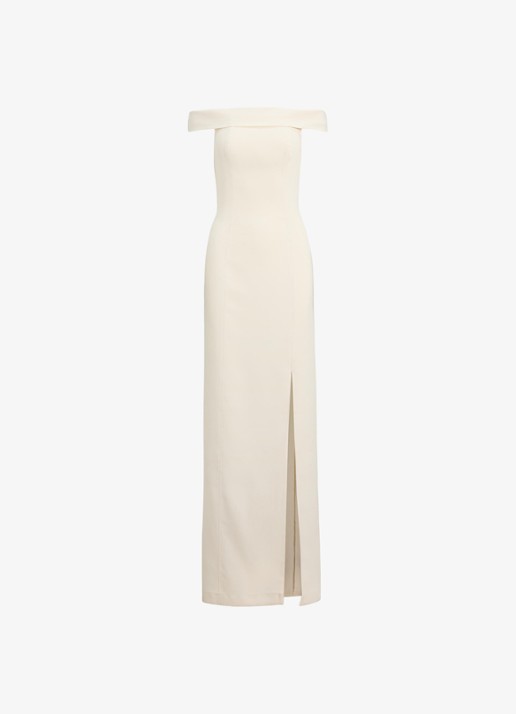 Ralph Lauren Crêpe jurk met blote schouders - voorkant 3 creme