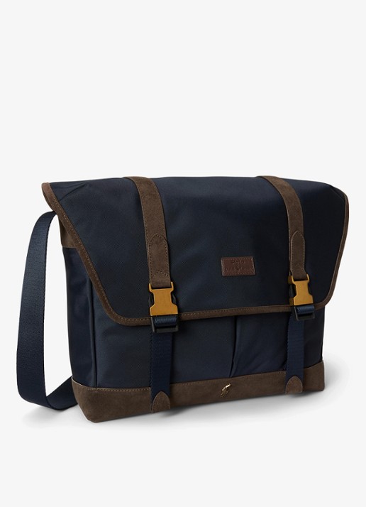 Ralph Lauren Crossbodytas met details van suède - detail 2 newport navy/brown-3vg4