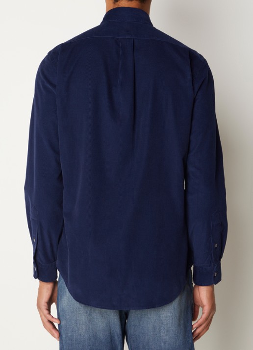 Ralph Lauren Custom fit button down-overhemd van corduroy - achterkant newport navy / blauw