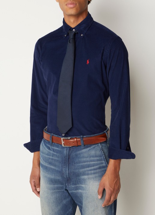Ralph Lauren Custom fit button down-overhemd van corduroy - detail 4 newport navy / blauw