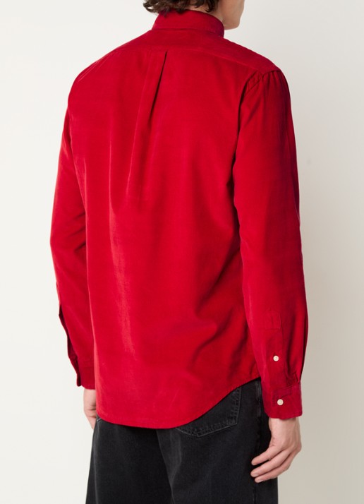 Ralph Lauren Custom fit button down-overhemd van corduroy - achterkant 4 martin red / rood