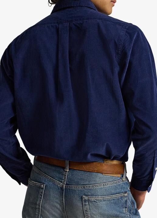 Ralph Lauren Custom fit button down-overhemd van corduroy - achterkant newport navy / white / donkerblauw