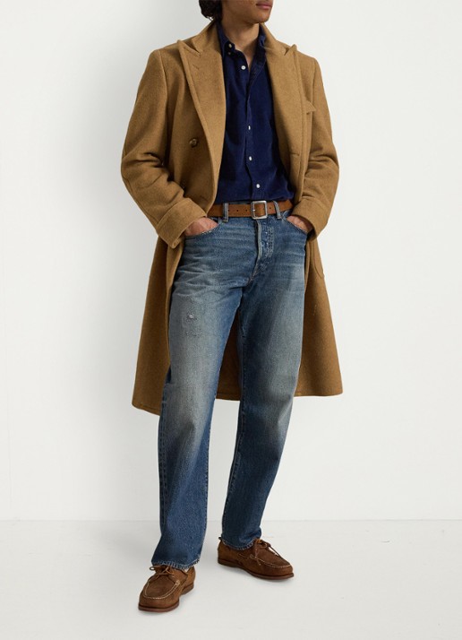Ralph Lauren Custom fit button down-overhemd van corduroy - detail 2 newport navy / white / donkerblauw