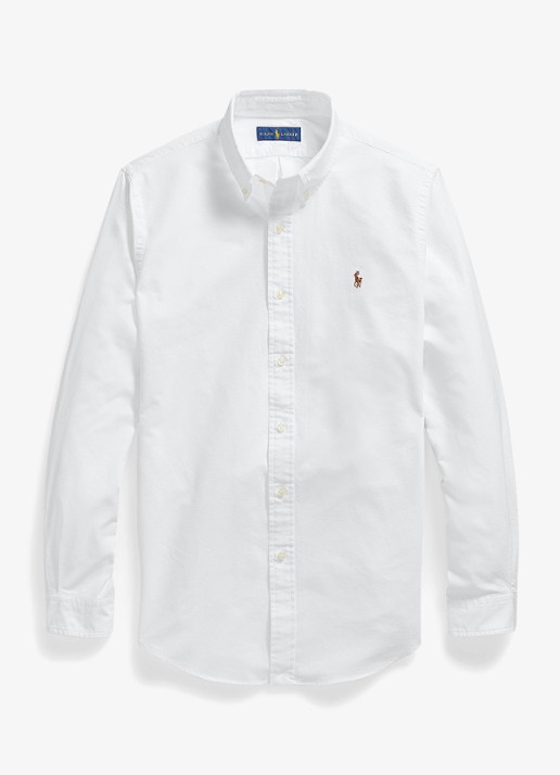 Ralph Lauren Custom fit button-down overhemd van katoen - voorkant white / wit