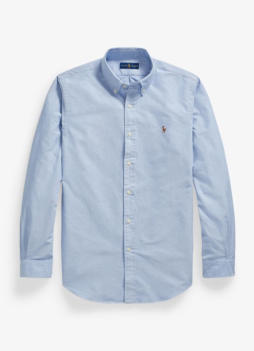 Ralph Lauren Custom fit button-down overhemd van katoen - voorkant 4 blue / blauw