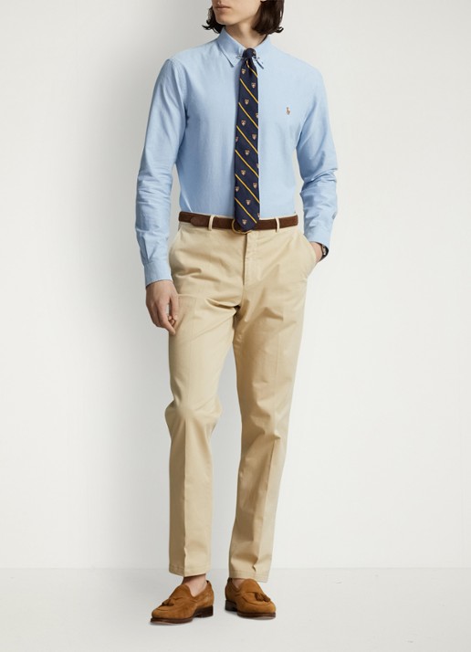 Ralph Lauren Custom fit button-down overhemd van katoen - voorkant 5 blue / blauw