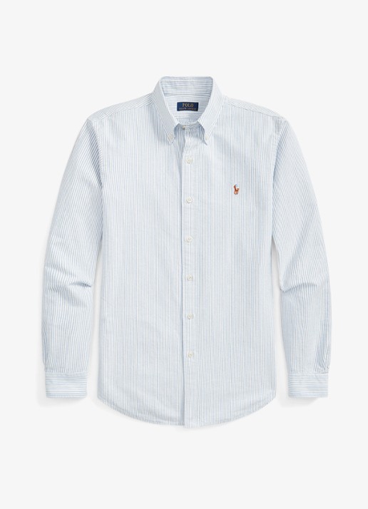 Ralph Lauren Custom fit button-down overhemd van katoen - voorkant blue white stripe / blauw