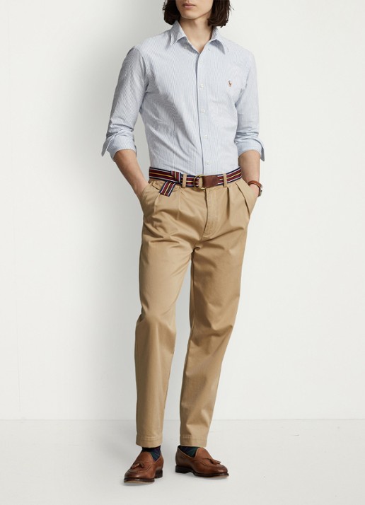 Ralph Lauren Custom fit button-down overhemd van katoen - voorkant 2 blue white stripe / blauw