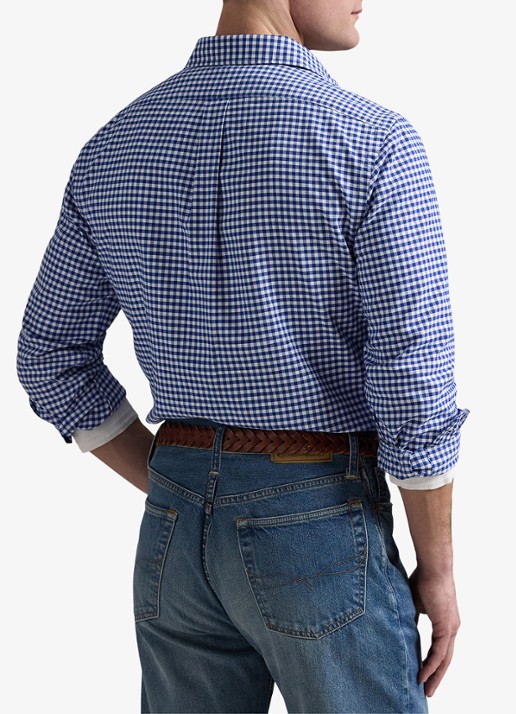Ralph Lauren Custom fit button-down overhemd van katoen - achterkant 5 blue white gingham / blauw