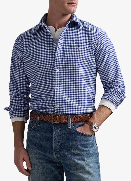 Ralph Lauren Custom fit button-down overhemd van katoen - detail 3 blue white gingham / blauw