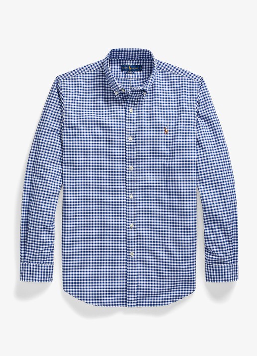 Ralph Lauren Custom fit button-down overhemd van katoen - voorkant blue white gingham / blauw