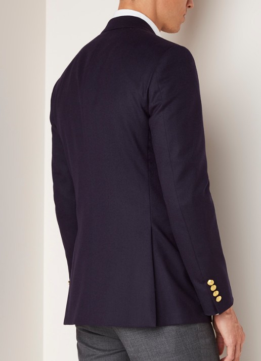 Ralph Lauren Custom fit colbert van wol met klepzakken - achterkant 4 donkerblauw