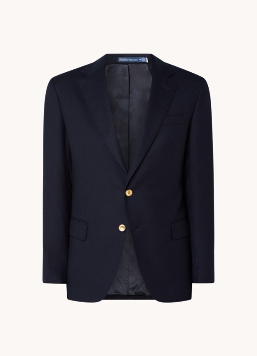 Ralph Lauren Custom fit colbert van wol met klepzakken - voorkant 3 donkerblauw