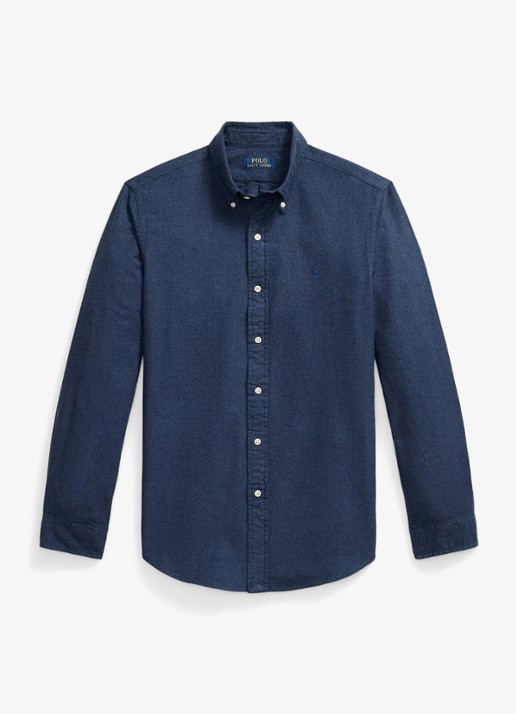 Ralph Lauren Custom fit gemêleerd Oxford overhemd - voorkant 2 denim
