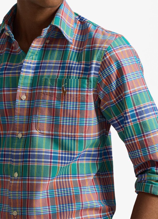 Ralph Lauren Custom fit geruit Oxford overhemd - detail 2 orange