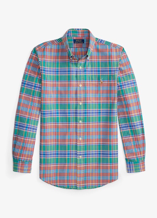 Ralph Lauren Custom fit geruit Oxford overhemd - voorkant 4 orange