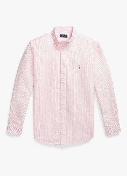 Ralph Lauren Custom fit gestreept Oxford overhemd - voorkant new rose / roze
