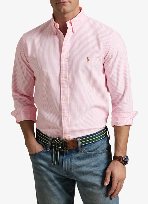 Ralph Lauren Custom fit gestreept Oxford overhemd - detail 5 new rose / roze