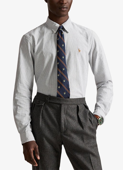 Ralph Lauren Custom fit gestreept Oxford overhemd - detail 4 6636o slate/white-48j4