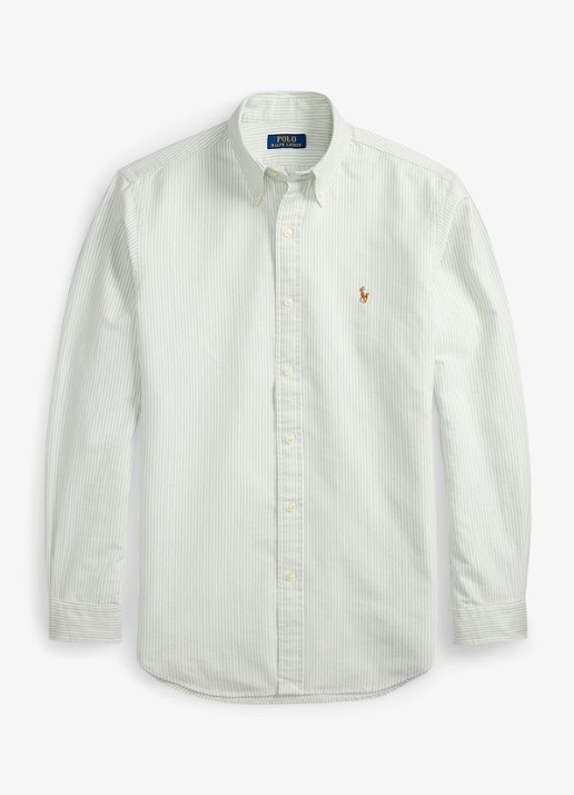 Ralph Lauren Custom fit gestreept Oxford overhemd - voorkant 4 6636r faded mint white-zxsa