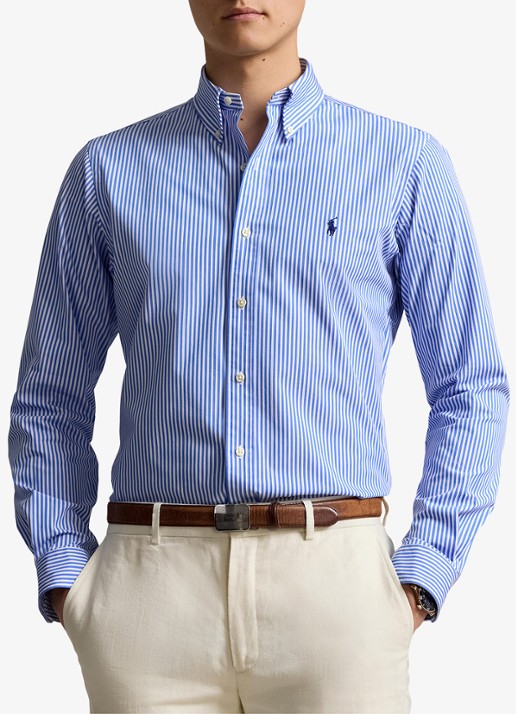 Ralph Lauren Custom fit gestreept poplin overhemd - detail 4655h light blue