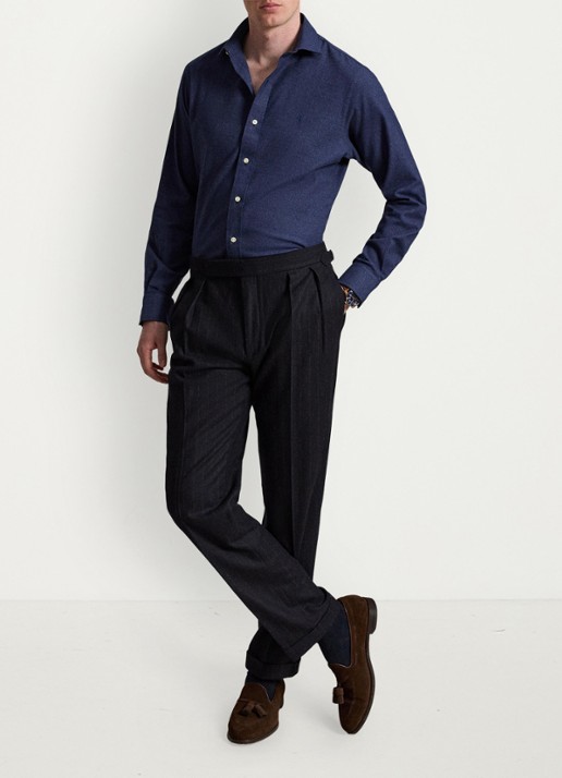 Ralph Lauren Custom fit keper performance overhemd met logo - detail spring navy heather / donkerblauw