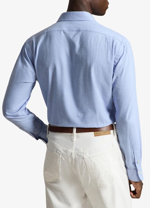 Ralph Lauren Custom fit keper performance overhemd - achterkant 3 blue hyacinth heather / blauw