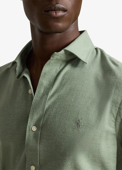 Ralph Lauren Custom fit keper performance overhemd - detail 5 fern green heather / groen