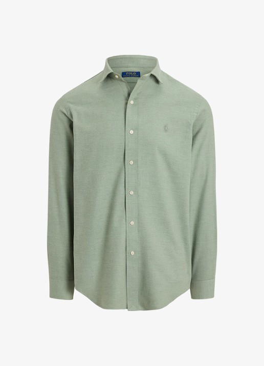 Ralph Lauren Custom fit keper performance overhemd - voorkant fern green heather / groen