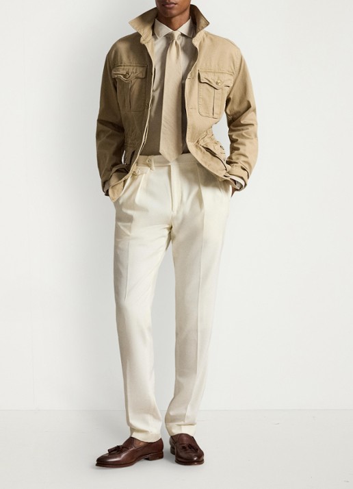 Ralph Lauren Custom fit keper performance overhemd - detail expedition dune heather / beige
