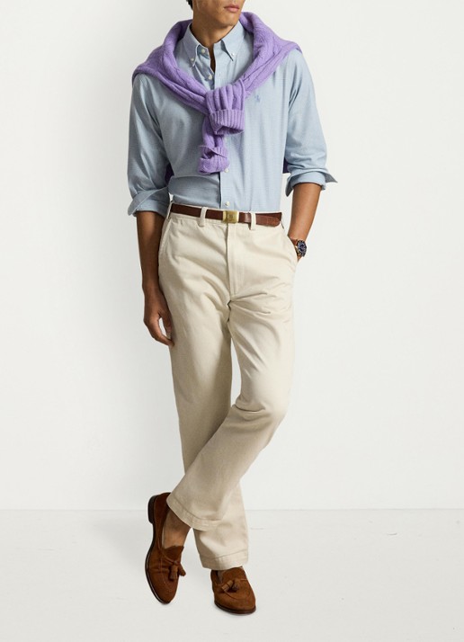 Ralph Lauren Custom fit keper performance overhemd - detail lichtblauw