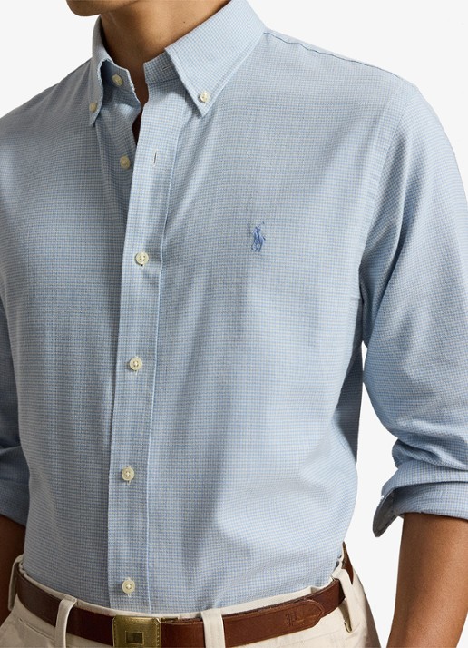 Ralph Lauren Custom fit keper performance overhemd - detail 2 lichtblauw