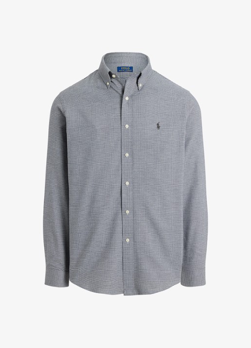 Ralph Lauren Custom fit keper performance overhemd - voorkant 4 lichtgrijs