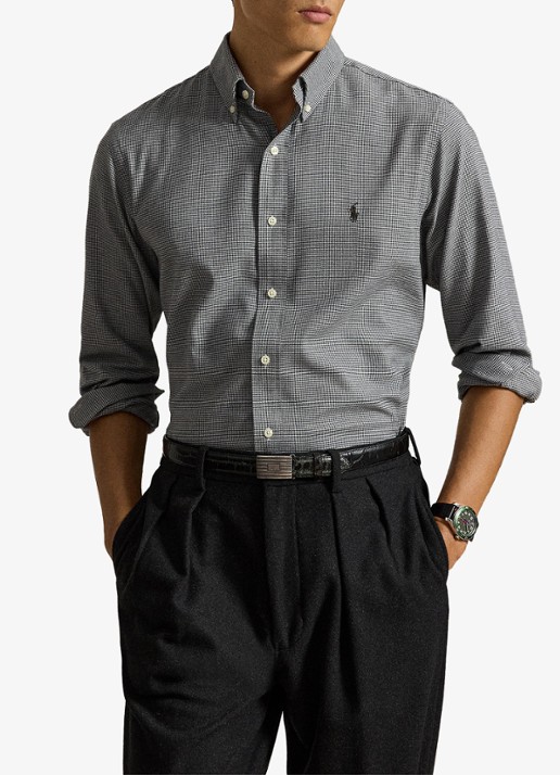 Ralph Lauren Custom fit keper performance overhemd - voorkant 5 lichtgrijs