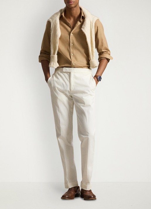 Ralph Lauren Custom fit overhemd in linnenblend met logo - detail 2 cafe tan / beige