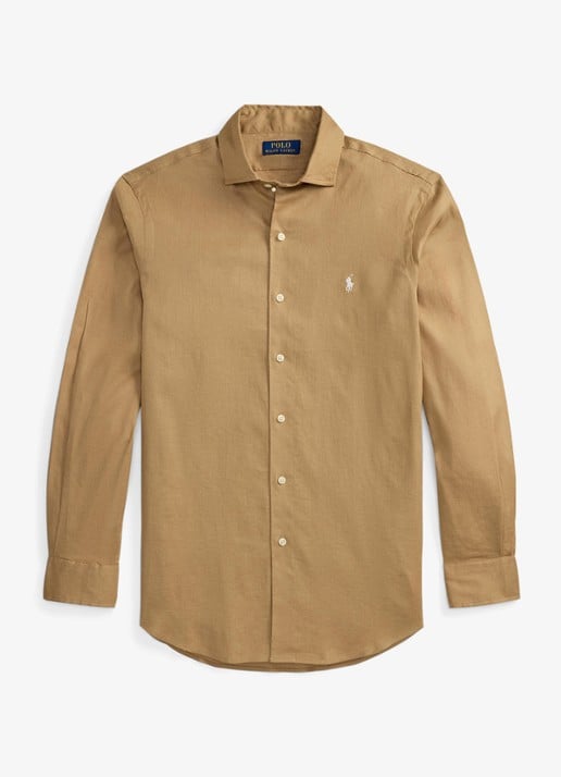 Ralph Lauren Custom fit overhemd in linnenblend met logo