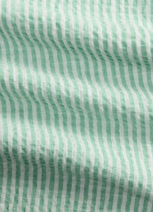 Ralph Lauren Custom fit overhemd in linnenblend met streepprint - detail 4 green white / groen