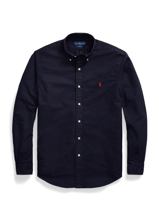 Ralph Lauren Custom fit overhemd met button down-kraag - voorkant donkerblauw