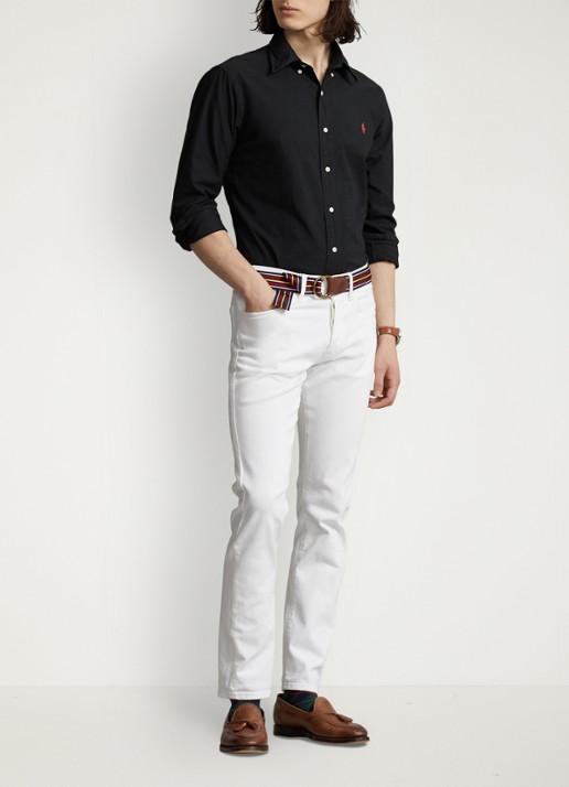 Ralph Lauren Custom fit overhemd met button down-kraag - voorkant 3 polo black / zwart