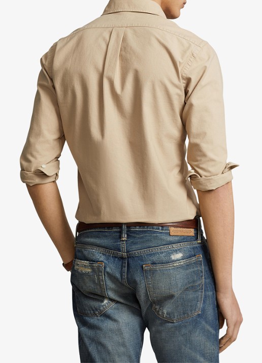 Ralph Lauren Custom fit overhemd met logoborduring - achterkant 3 surrey tan / bruin
