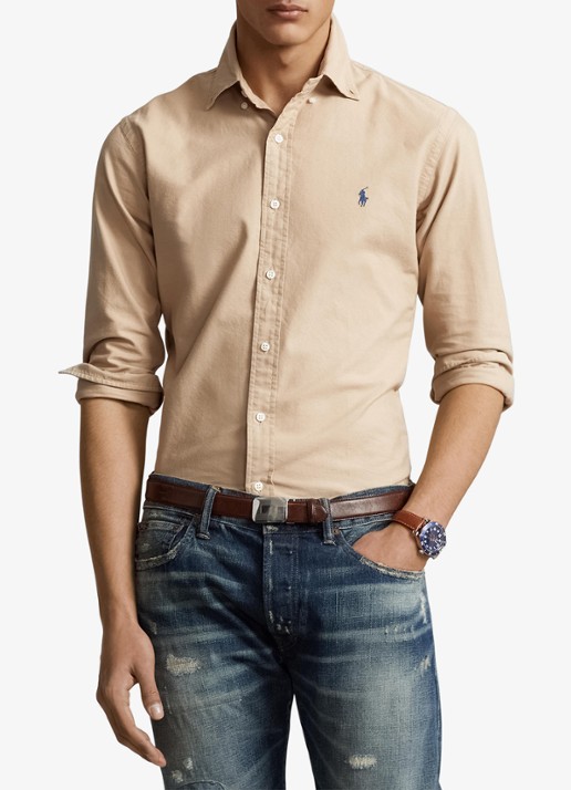 Ralph Lauren Custom fit overhemd met logoborduring