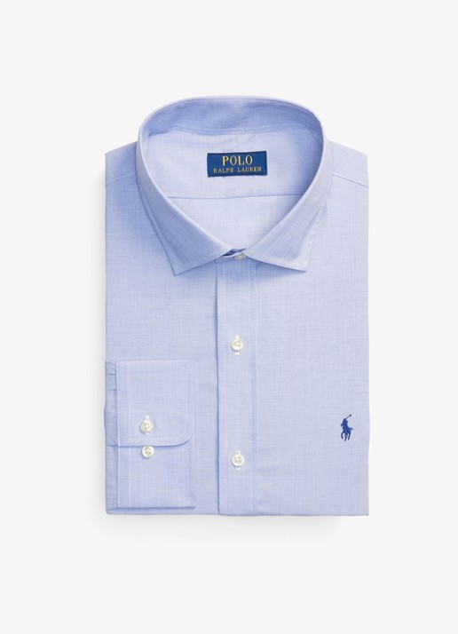 Ralph Lauren Custom fit overhemd met logoborduring - voorkant 3 light blue / white