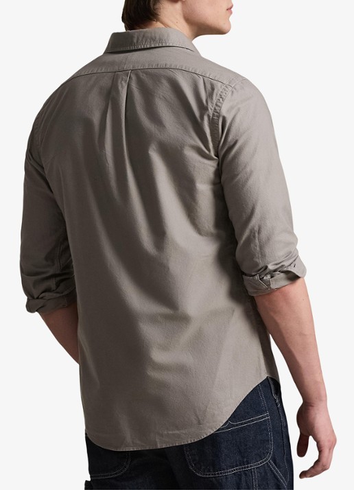 Ralph Lauren Custom fit overhemd met logoborduring - achterkant 3 perfect grey / grijs